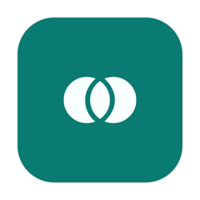 Orbit's app icon, two overlapping white circles on green